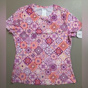 Time and Tru Pink and Orange Geometric Women's Top